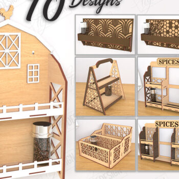 Intra απο ξύλο plywood 3mm-4mm πάχος – Πακέτο κοπής με λέιζερ ράφι μπαχαρικών |Spice Caddy Δίασταση 20x20 cm INTRAFABR-120353346 - Image 1