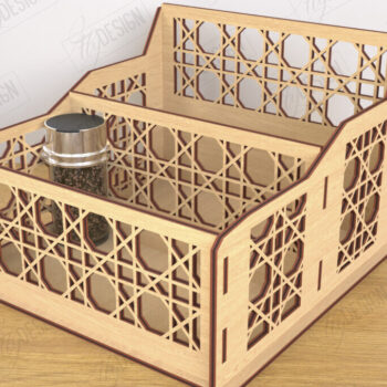 Intra απο ξύλο plywood 3mm-4mm πάχος – Κοπή λέιζερ με ράφι μπαχαρικών | Desktop Organizer Δίασταση  20x20 cm INTRAFABR-120023688 - Image 1