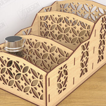 Intra απο ξύλο plywood 3mm-4mm πάχος – Κοπή λέιζερ με ράφι μπαχαρικών | Desktop Organizer Δίασταση  20x20 cm INTRAFABR-120023685 - Image 1