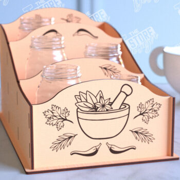 Intra απο ξύλο plywood 3mm-4mm πάχος – Κοπή λέιζερ με ράφι μπαχαρικών | Οργανωτής κουζίνας Δίασταση  20x20 cm INTRAFABR-99883222 - Image 1