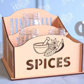 Intra απο ξύλο plywood 3mm-4mm πάχος – Κοπή λέιζερ με ράφι μπαχαρικών | Οργανωτής κουζίνας Δίασταση  20x20 cm INTRAFABR-99883184 - Image 1