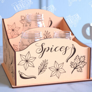 Intra απο ξύλο plywood 3mm-4mm πάχος – Κοπή λέιζερ με ράφι μπαχαρικών | Οργανωτής κουζίνας Δίασταση 20x20 cm INTRAFABR-99883194 - Image 1