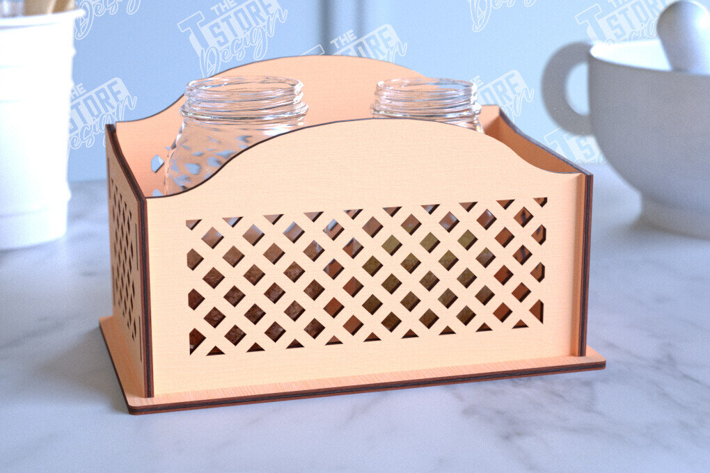 Intra απο ξύλο plywood 3mm-4mm πάχος – Κοπή λέιζερ με ράφι μπαχαρικών | Οργανωτής κουζίνας Δίασταση  20x20 cm INTRAFABR-99883198