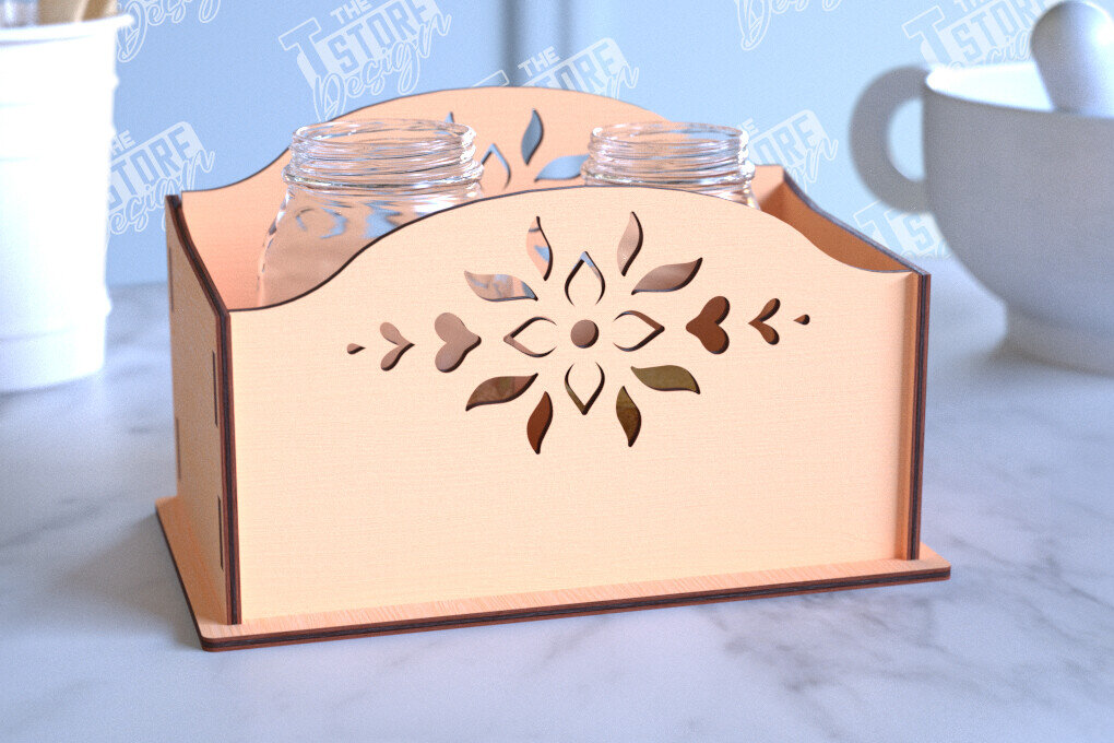 Intra απο ξύλο plywood 3mm-4mm πάχος – Κοπή λέιζερ με ράφι μπαχαρικών | Οργανωτής κουζίνας Δίασταση  20x20 cm INTRAFABR-99883207