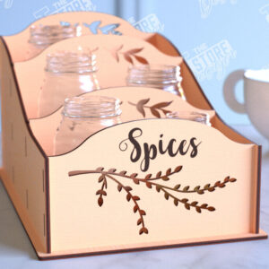 Intra απο ξύλο plywood 3mm-4mm πάχος – Κοπή λέιζερ με ράφι μπαχαρικών | Οργανωτής κουζίνας Δίασταση  20x20 cm INTRAFABR-99883216