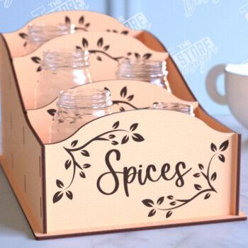 Intra απο ξύλο plywood 3mm-4mm πάχος – Κοπή λέιζερ με ράφι μπαχαρικών | Οργανωτής κουζίνας Δίασταση 20x20 cm INTRAFABR-99883178 - Image 1