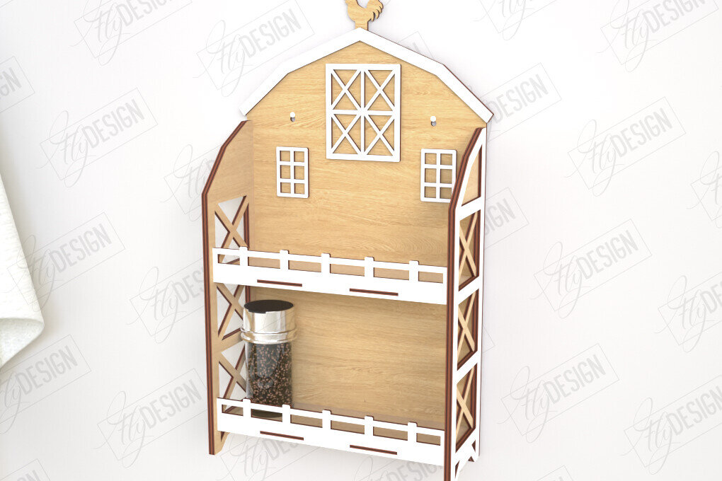 Intra απο ξύλο plywood 3mm-4mm πάχος – Κοπή λέιζερ με ράφι μπαχαρικών | Ράφι κουζίνας Δίασταση  20x20 cm INTRAFABR-120023679