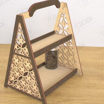 Intra απο ξύλο plywood 3mm-4mm πάχος – Κοπή λέιζερ με ράφι μπαχαρικών | Spice Caddy | CNC Δίασταση  20x20 cm INTRAFABR-120349777 - Image 1