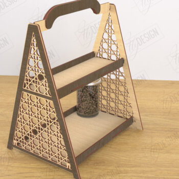 Intra απο ξύλο plywood 3mm-4mm πάχος – Κοπή λέιζερ με ράφι μπαχαρικών | Spice Caddy | CNC Δίασταση  20x20 cm INTRAFABR-120349780 - Image 1