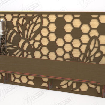 Intra απο ξύλο plywood 3mm-4mm πάχος – Κοπή λέιζερ με ράφι μπαχαρικών | Spice Caddy | CNC Δίασταση 20x20 cm INTRAFABR-120349775 - Image 1