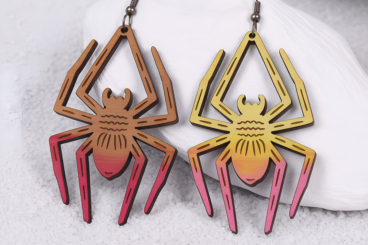 Intra απο ξύλο plywood 3mm-4mm πάχος – Spider Earrings Δίασταση  5x5 cm INTRAFABR-121541923