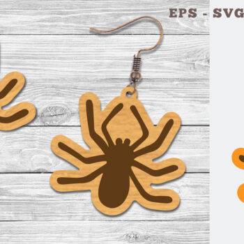 Intra απο ξύλο plywood 3mm-4mm πάχος – Σκουλαρίκια κομμένα με λέιζερ αράχνη Δίασταση 5x5 cm INTRAFABR-107200765 - Image 1