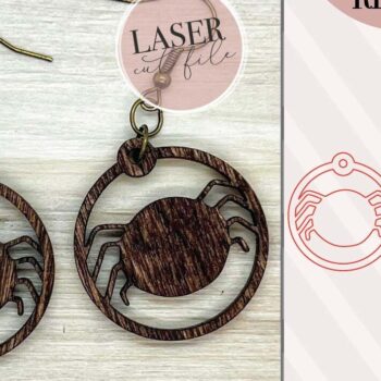 Intra απο ξύλο plywood 3mm-4mm πάχος – Σκουλαρίκια λέιζερ Spider Δίασταση  5x5 cm INTRAFABR-74147564 - Image 1