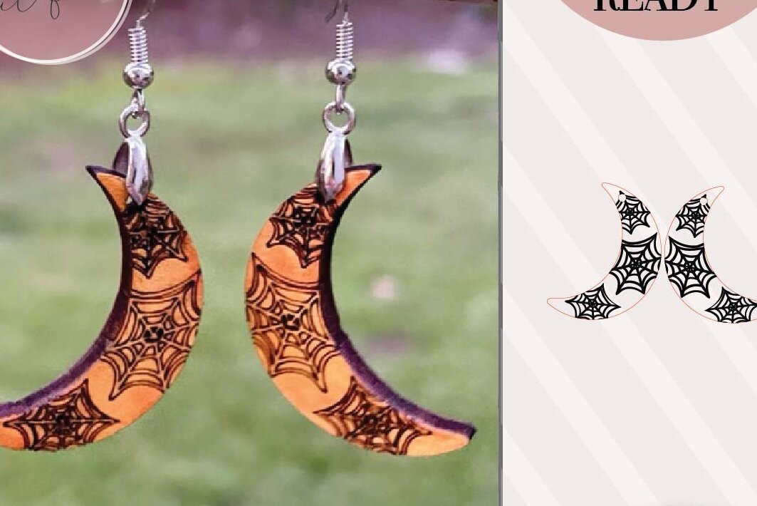 Intra απο ξύλο plywood 3mm-4mm πάχος – Σκουλαρίκια λέιζερ Spider Web Δίασταση  5x5 cm INTRAFABR-74151709