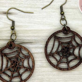 Intra απο ξύλο plywood 3mm-4mm πάχος – Σκουλαρίκια λέιζερ Spider Web Δίασταση 5x5 cm INTRAFABR-74147762 - Image 3