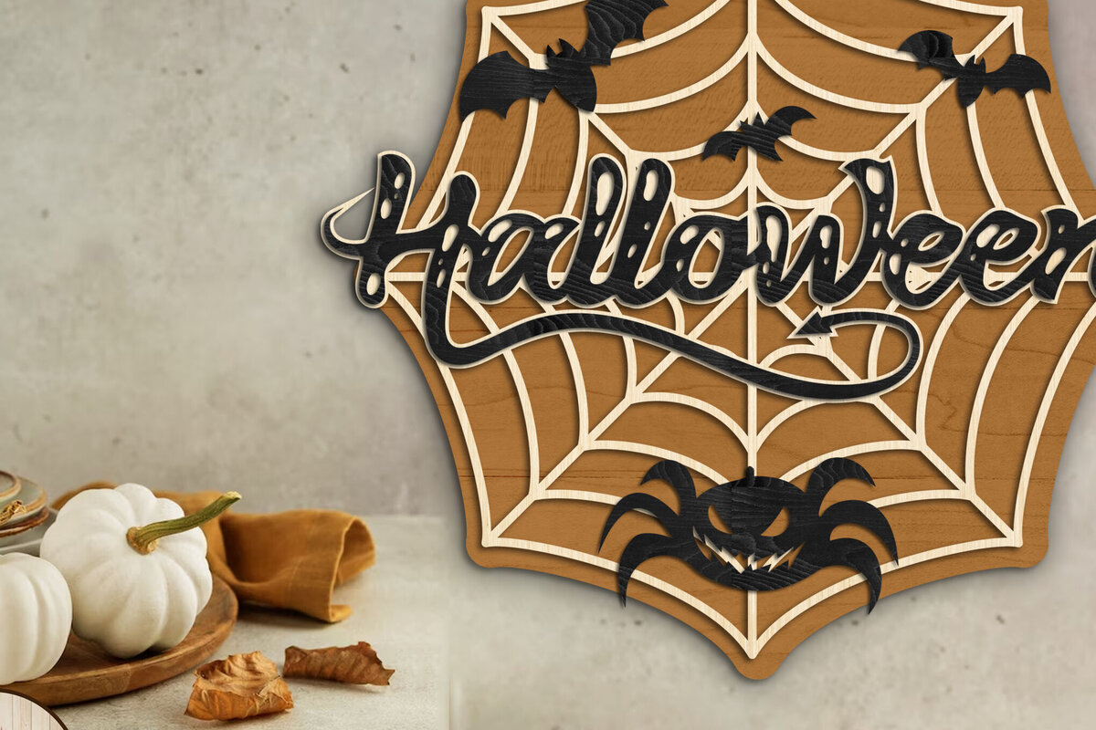Intra απο ξύλο plywood 3mm-4mm πάχος – Spiderweb Halloween Decor Δίασταση  20x20 cm INTRAFABR-77550611