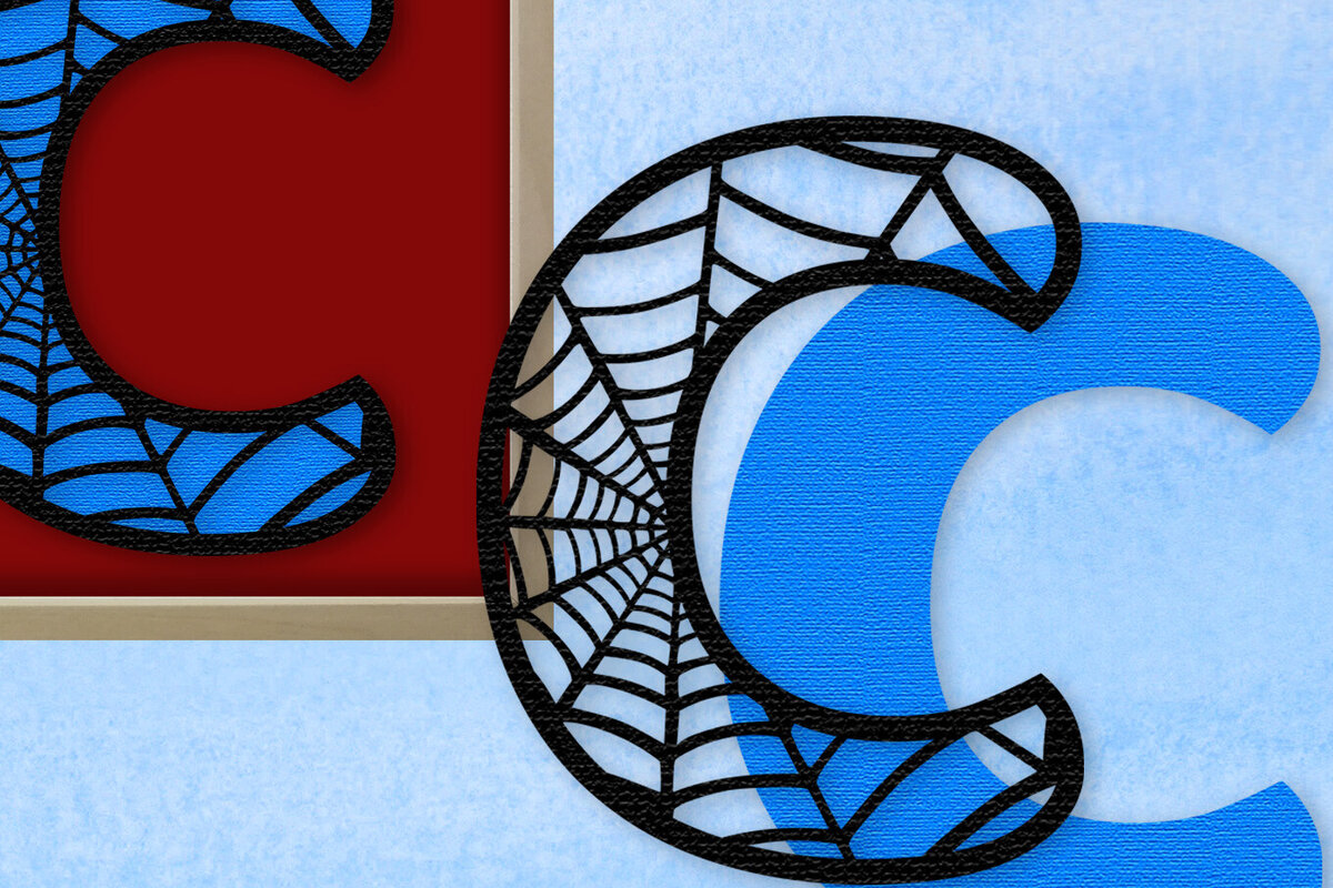 Intra απο ξύλο plywood 3mm-4mm πάχος – Μονόγραμμα Spiderweb - Γράμμα Γ Δίασταση  20x20 cm INTRAFABR-91979779