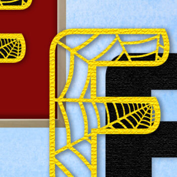 Intra απο ξύλο plywood 3mm-4mm πάχος – Μονόγραμμα Spiderweb - Letter F Δίασταση  20x20 cm INTRAFABR-91979970 - Image 1