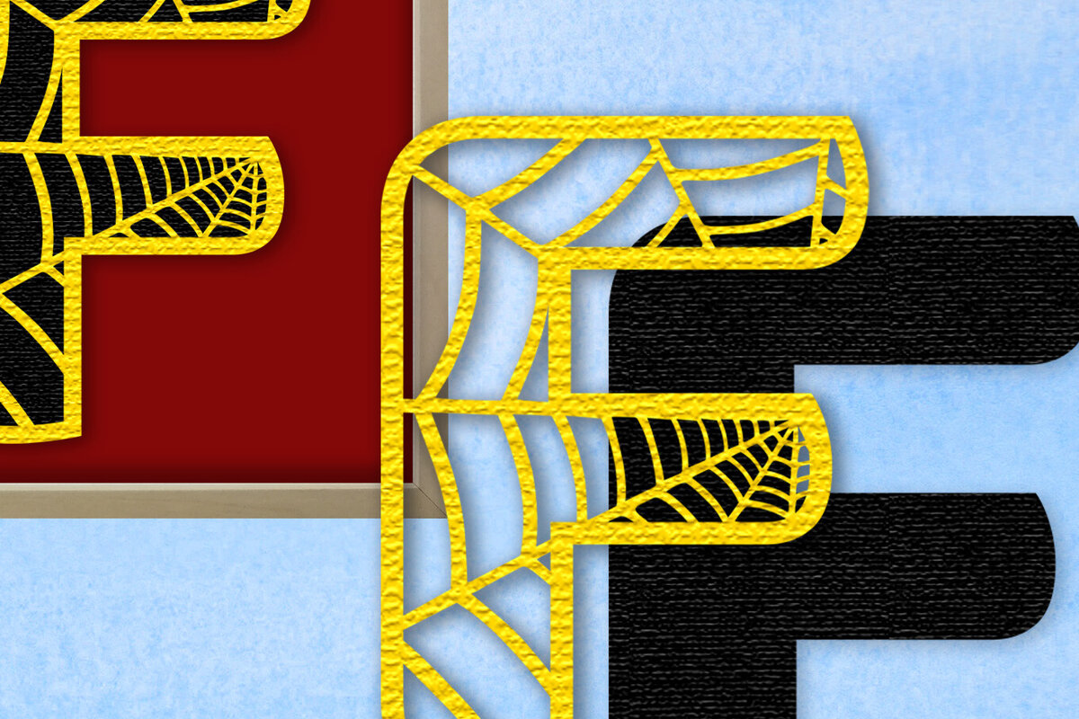 Intra απο ξύλο plywood 3mm-4mm πάχος – Μονόγραμμα Spiderweb - Letter F Δίασταση  20x20 cm INTRAFABR-91979970