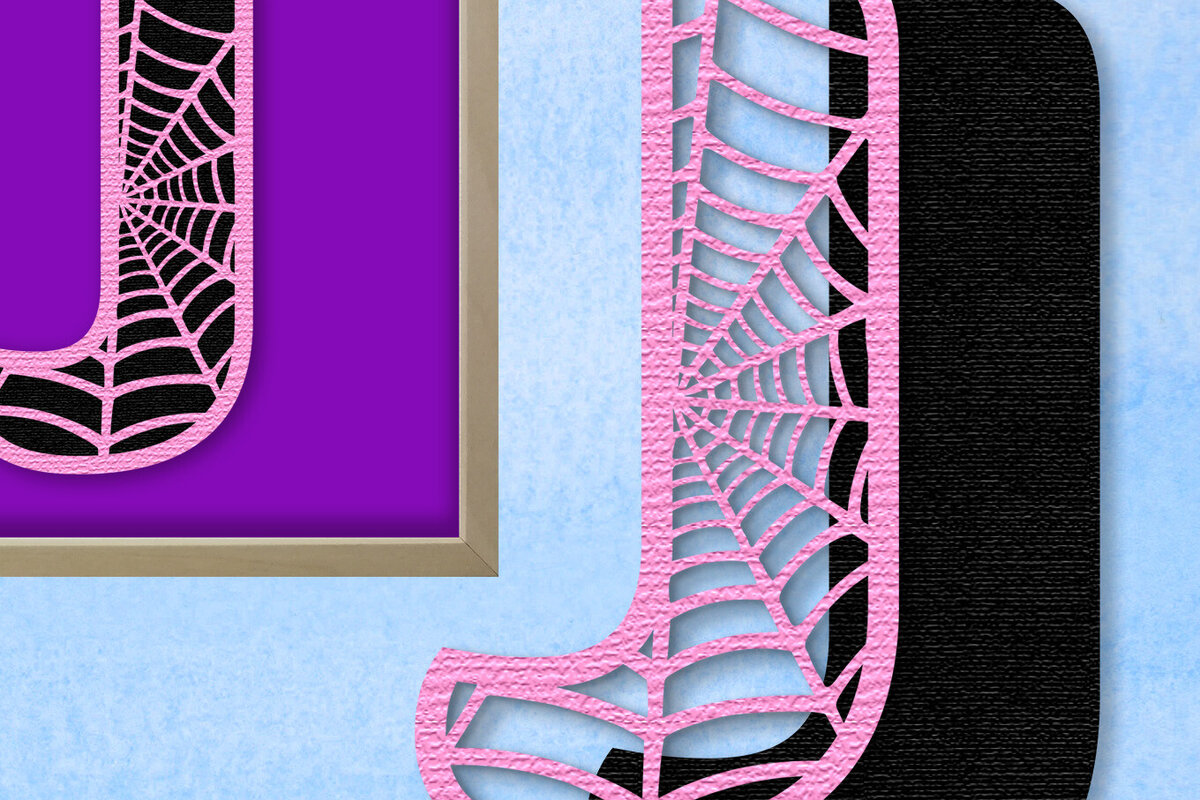 Intra απο ξύλο plywood 3mm-4mm πάχος – Μονόγραμμα Spiderweb - Letter J Δίασταση  20x20 cm INTRAFABR-91980416