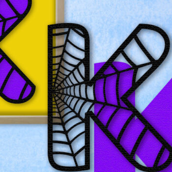 Intra απο ξύλο plywood 3mm-4mm πάχος – Μονόγραμμα Spiderweb - Επιστολή Κ Δίασταση  20x20 cm INTRAFABR-91980516 - Image 1