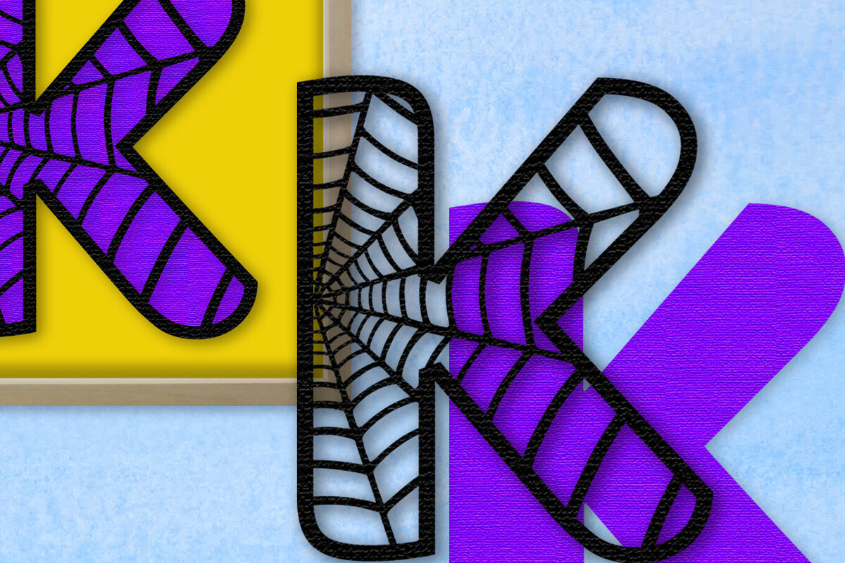 Intra απο ξύλο plywood 3mm-4mm πάχος – Μονόγραμμα Spiderweb - Επιστολή Κ Δίασταση  20x20 cm INTRAFABR-91980516