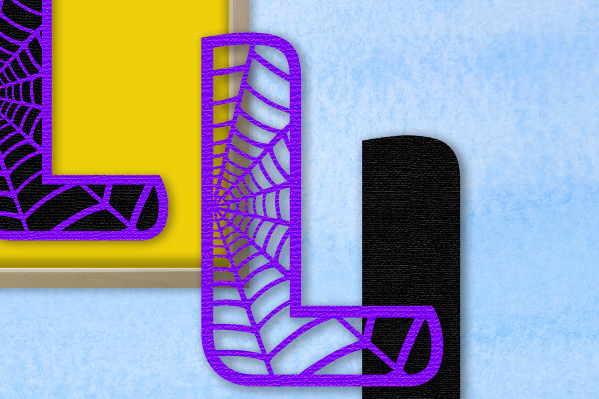 Intra απο ξύλο plywood 3mm-4mm πάχος – Μονόγραμμα Spiderweb - Letter L Δίασταση  20x20 cm INTRAFABR-91980614