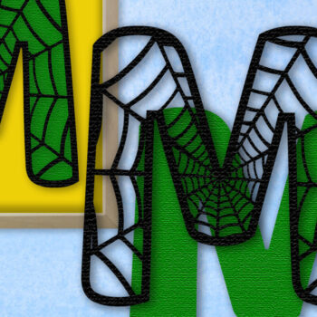 Intra απο ξύλο plywood 3mm-4mm πάχος – Μονόγραμμα Spiderweb - Letter M Δίασταση  20x20 cm INTRAFABR-91980696 - Image 1