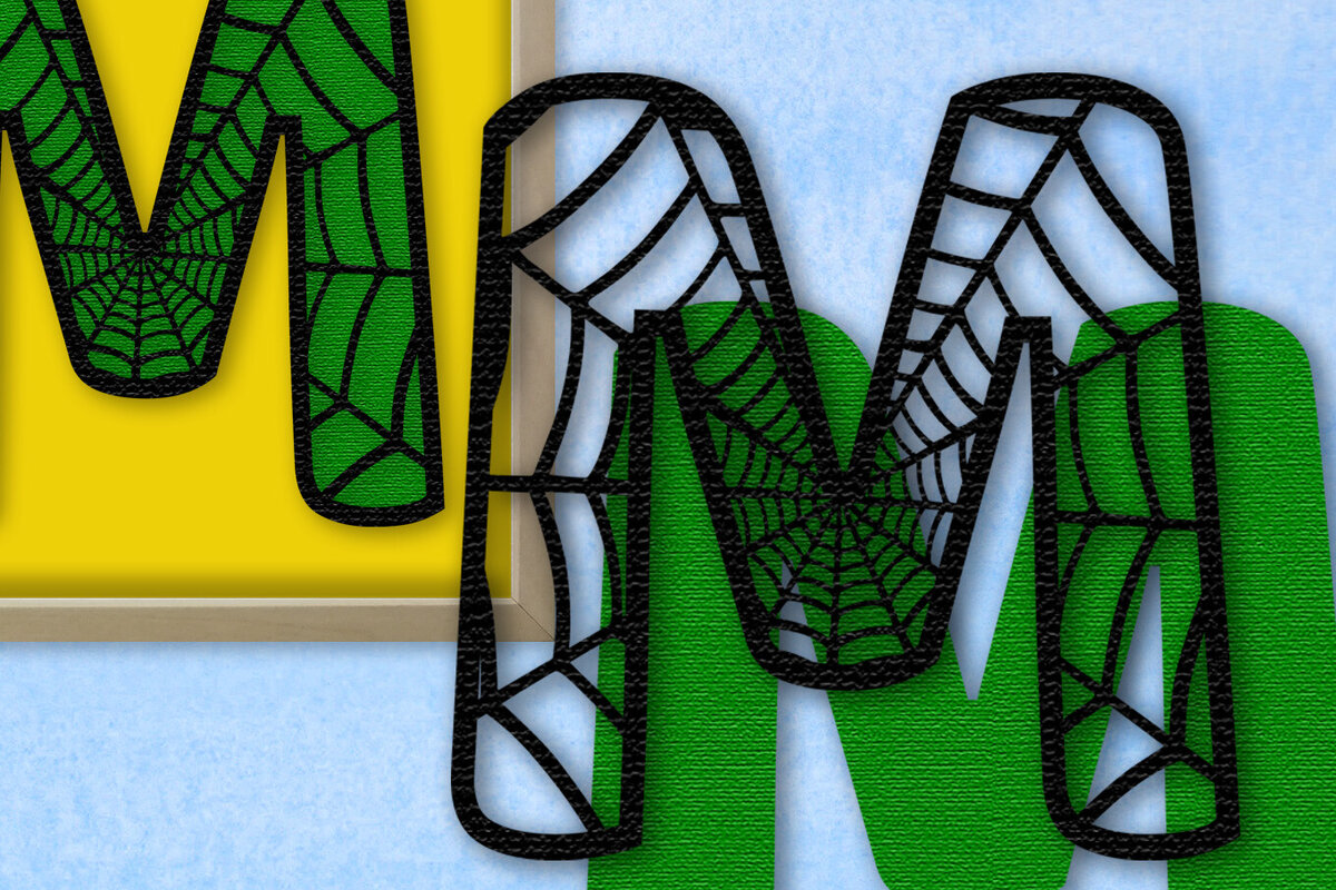 Intra απο ξύλο plywood 3mm-4mm πάχος – Μονόγραμμα Spiderweb - Letter M Δίασταση  20x20 cm INTRAFABR-91980696