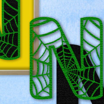 Intra απο ξύλο plywood 3mm-4mm πάχος – Μονόγραμμα Spiderweb - Επιστολή Ν Δίασταση  20x20 cm INTRAFABR-91980773 - Image 1