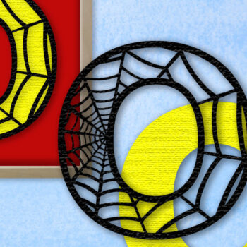 Intra απο ξύλο plywood 3mm-4mm πάχος – Μονόγραμμα Spiderweb - Letter O Δίασταση 20x20 cm INTRAFABR-91980879 - Image 1