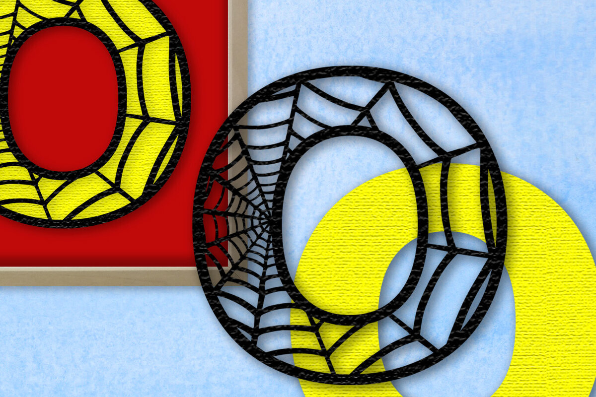 Intra απο ξύλο plywood 3mm-4mm πάχος – Μονόγραμμα Spiderweb - Letter O Δίασταση  20x20 cm INTRAFABR-91980879