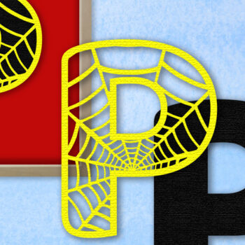 Intra απο ξύλο plywood 3mm-4mm πάχος – Μονόγραμμα Spiderweb - Letter P Δίασταση 20x20 cm INTRAFABR-91981008 - Image 1