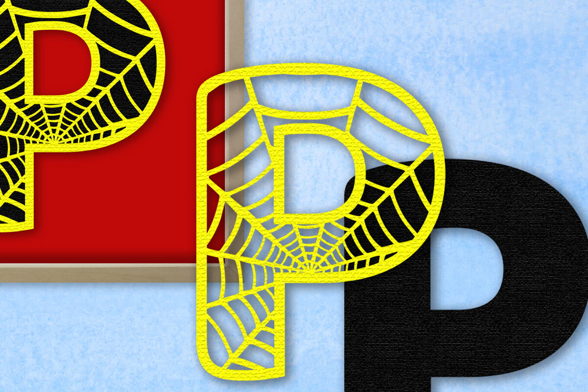 Intra απο ξύλο plywood 3mm-4mm πάχος – Μονόγραμμα Spiderweb - Letter P Δίασταση  20x20 cm INTRAFABR-91981008