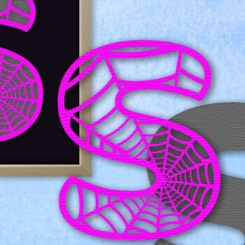 Intra απο ξύλο plywood 3mm-4mm πάχος – Μονόγραμμα Spiderweb - Letter S Δίασταση  20x20 cm INTRAFABR-91981372 - Image 1