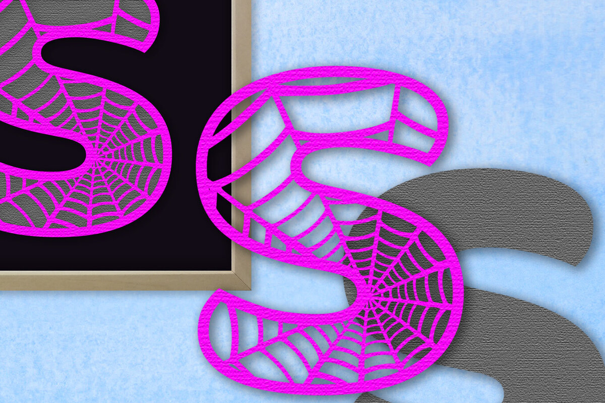 Intra απο ξύλο plywood 3mm-4mm πάχος – Μονόγραμμα Spiderweb - Letter S Δίασταση  20x20 cm INTRAFABR-91981372