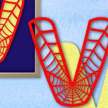 Intra απο ξύλο plywood 3mm-4mm πάχος – Μονόγραμμα Spiderweb - Γράμμα V Δίασταση  20x20 cm INTRAFABR-91981801 - Image 1