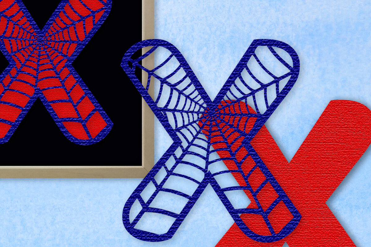 Intra απο ξύλο plywood 3mm-4mm πάχος – Μονόγραμμα Spiderweb - Γράμμα Χ Δίασταση  20x20 cm INTRAFABR-91982003