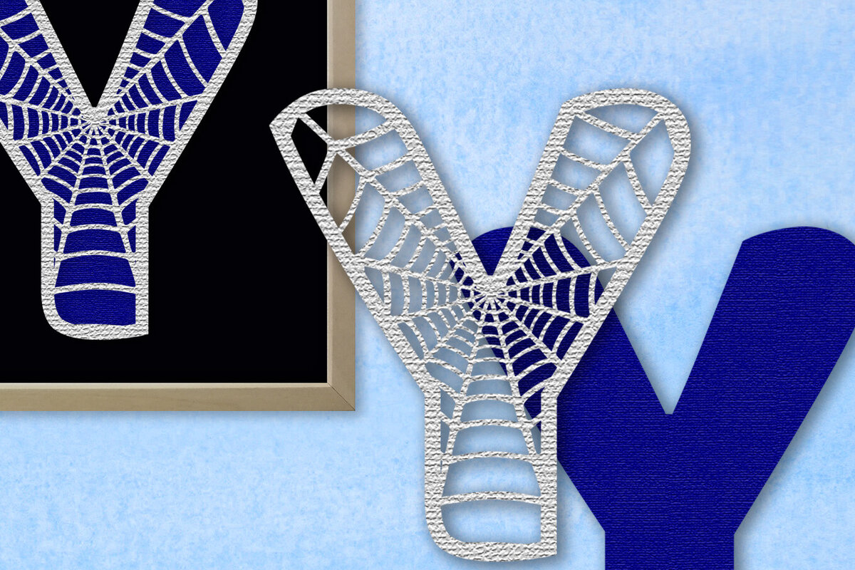 Intra απο ξύλο plywood 3mm-4mm πάχος – Μονόγραμμα Spiderweb - Letter Y Δίασταση  20x20 cm INTRAFABR-91982074