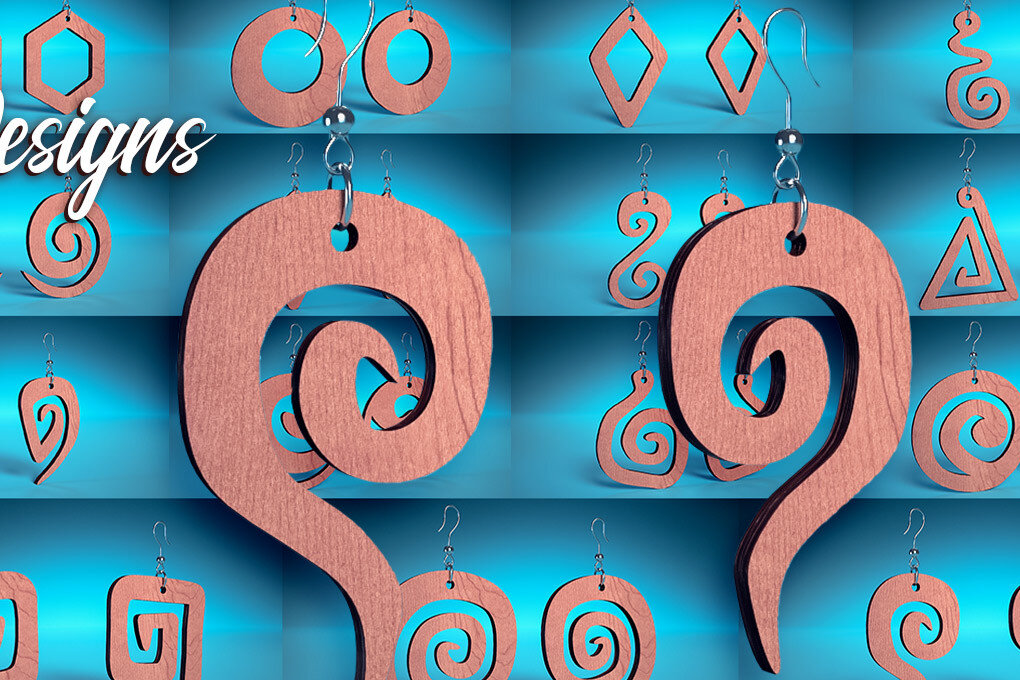 Intra απο ξύλο plywood 3mm-4mm πάχος – Σπειροειδή Σκουλαρίκια Κοπή Laser | Αξεσουάρ Δίασταση  5x5 cm INTRAFABR-70450545