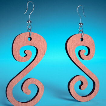 Intra απο ξύλο plywood 3mm-4mm πάχος – Σπειροειδή Σκουλαρίκια | Δίασταση 5x5 cm INTRAFABR-70450945 - Image 1