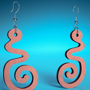 Intra απο ξύλο plywood 3mm-4mm πάχος – Σπειροειδή Σκουλαρίκια |  Δίασταση  5x5 cm INTRAFABR-70451045 - Image 1