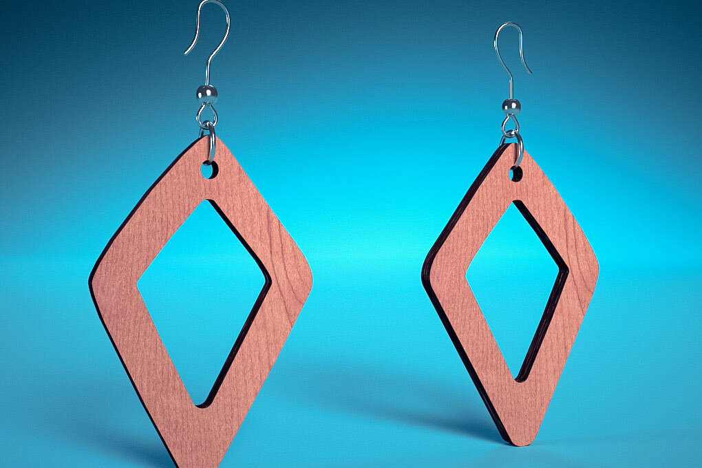 Intra απο ξύλο plywood 3mm-4mm πάχος – Σπειροειδή Σκουλαρίκια |  Δίασταση  5x5 cm INTRAFABR-70451098