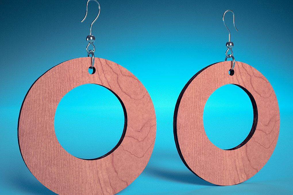 Intra απο ξύλο plywood 3mm-4mm πάχος – Σπειροειδή Σκουλαρίκια |  Δίασταση  5x5 cm INTRAFABR-70451123