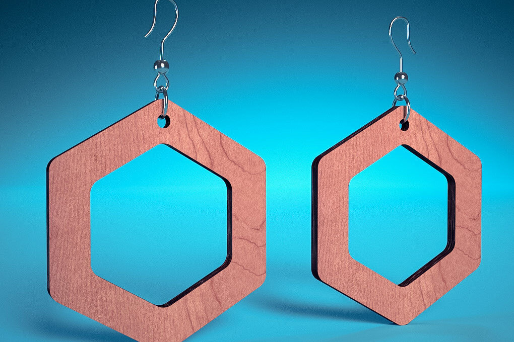 Intra απο ξύλο plywood 3mm-4mm πάχος – Σπειροειδή Σκουλαρίκια |  Δίασταση  5x5 cm INTRAFABR-70451145