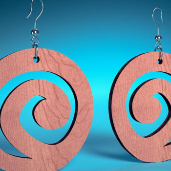 Intra απο ξύλο plywood 3mm-4mm πάχος – Σπειροειδή Σκουλαρίκια |  Δίασταση  5x5 cm INTRAFABR-70450755 - Image 1