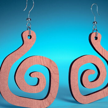 Intra απο ξύλο plywood 3mm-4mm πάχος – Σπειροειδή Σκουλαρίκια |  Δίασταση  5x5 cm INTRAFABR-70450779 - Image 1