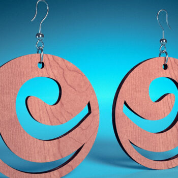 Intra απο ξύλο plywood 3mm-4mm πάχος – Σπειροειδή Σκουλαρίκια |  Δίασταση  5x5 cm INTRAFABR-70450807 - Image 1