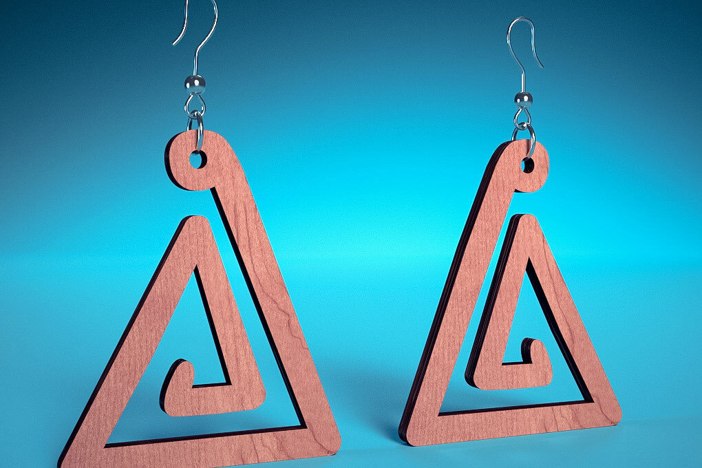 Intra απο ξύλο plywood 3mm-4mm πάχος – Σπειροειδή Σκουλαρίκια |  Δίασταση  5x5 cm INTRAFABR-70450901