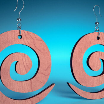 Intra απο ξύλο plywood 3mm-4mm πάχος – Σπειροειδή Σκουλαρίκια |  Δίασταση  5x5 cm INTRAFABR-70450597 - Image 1